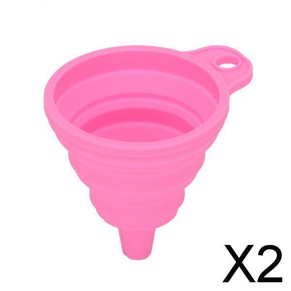 2xKitchen Funnel Small Flexible for Liquid Powder Protein Powder BPA-Free pink