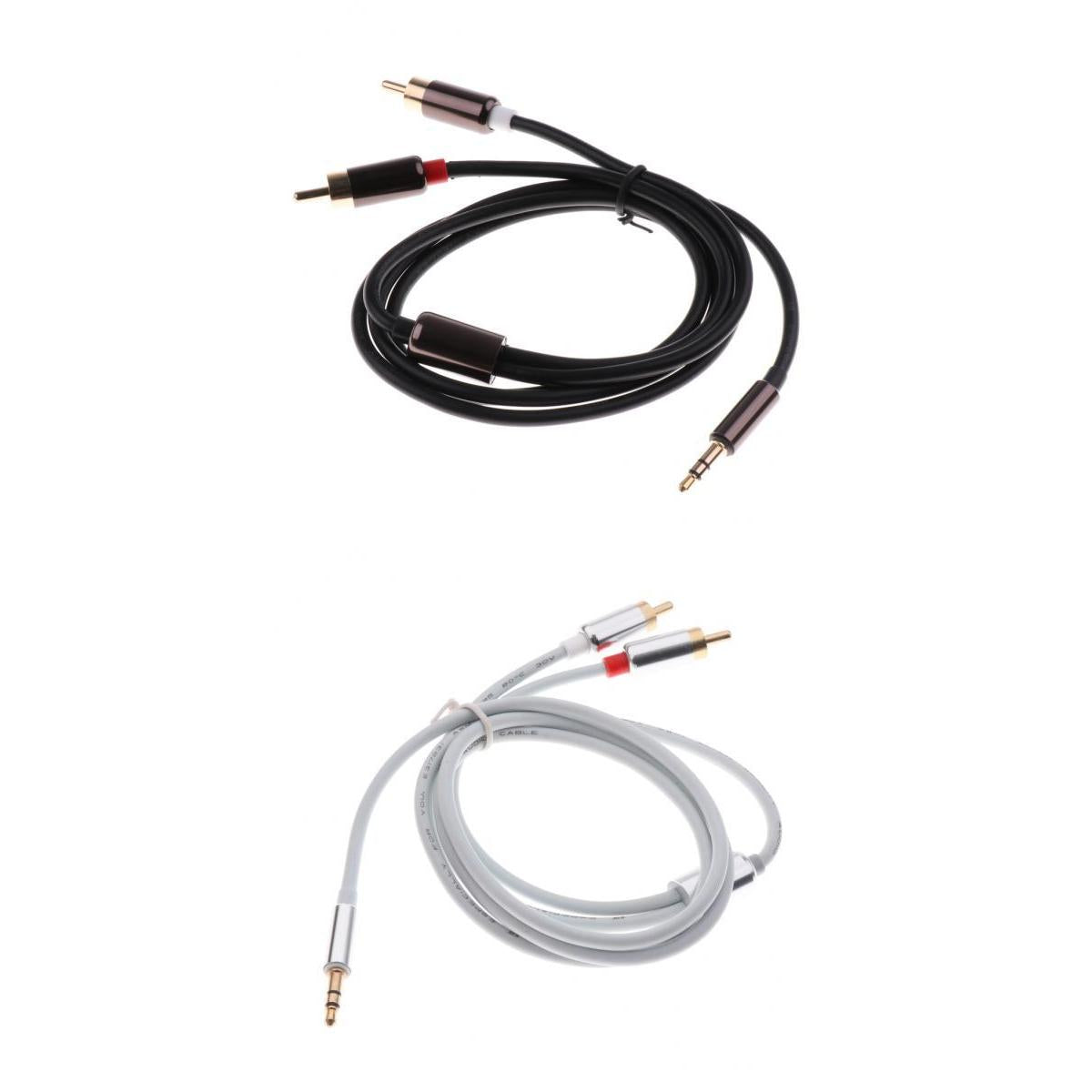 2pcs 3.5mm Stereo Male Plug to 2 RCA Audio Male Adapter Speaker Cable Cord