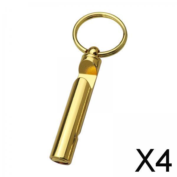 4xWhistle Bottle Opener Keychain Opener Zinc Alloy for Boating Kitchen Hunting Gold