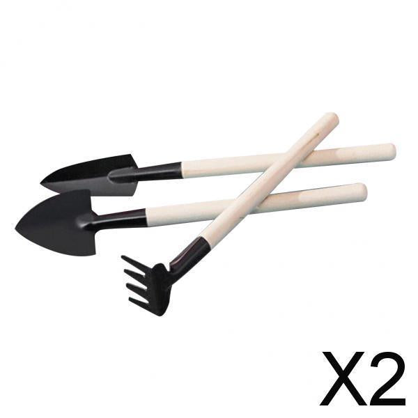 2x3pcs Garden Plant Tools Mini Planting Succulent Garden Tools Wood Handle
