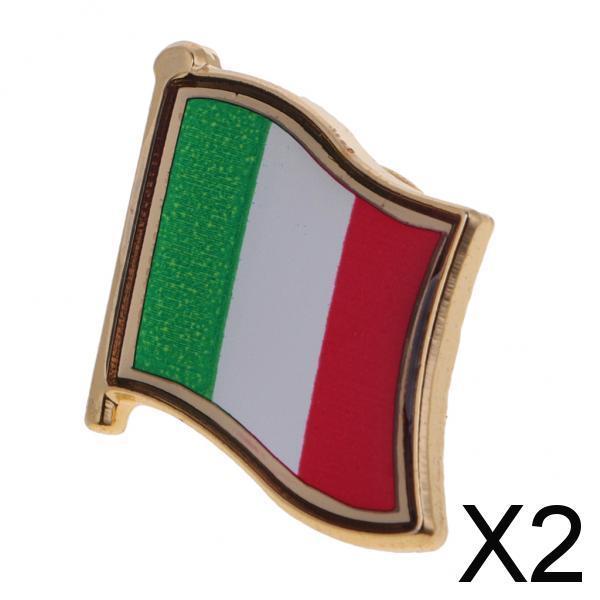 2xNational Metal Flag Pin Badge Enamel Badge for Clothes Lapel Bag Decor Italy