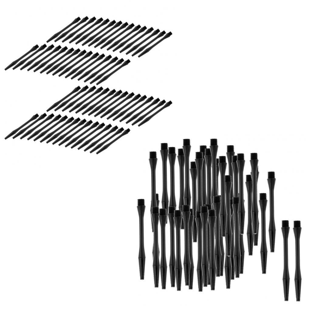 120 Pcs 54mm Thread Plastic Re-Grooved Dart Stems Shafts Black