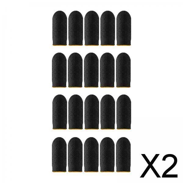 2x20 Pieces Gaming Finger Sleeves Anti Sweat Breathable Cover for Mobile Game Yellow