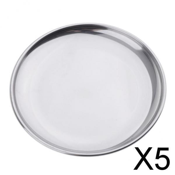 5xStainless Steel Round Plates 14CM