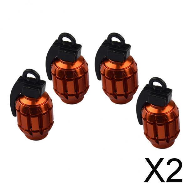 2x4 Anodized Valve Stem Multi Cap Kit/Set For Rims/Wheels/Tires SUV Orange