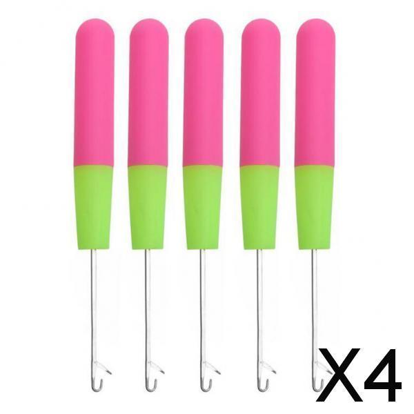 4x5 Packs 6in Latch Hook Crochet Needle for Braids Hair Extension Weave Pink