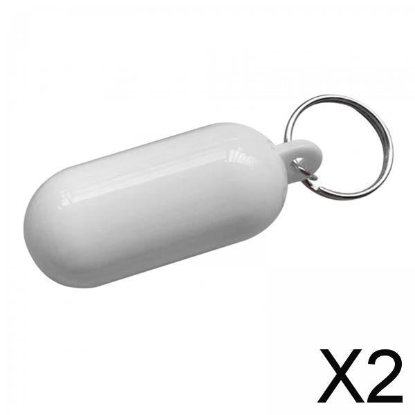 2xFloating Keychain Buoyant Key Chain for Outdoor Water Sports Rafting Fishing White