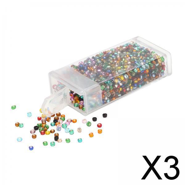 3x1000Pcs Glass Seed Beads Kit 2mm Craft Beads for Crafting DIY Jewelry Making Mixed Colors