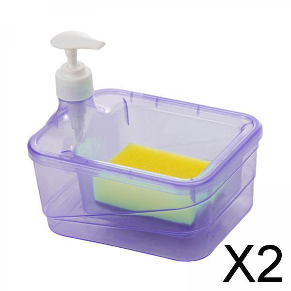 2xSoap Dispenser and Sponge Holder Soap Dispensing Liquid Pump Bottle for Home