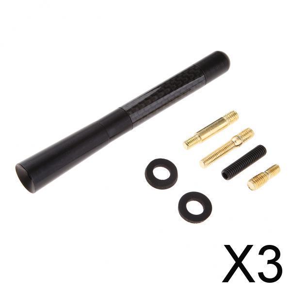 3x12cm Car Radio Stubby Signal Antenna Aerial Roof AM FM Booster Mast Black