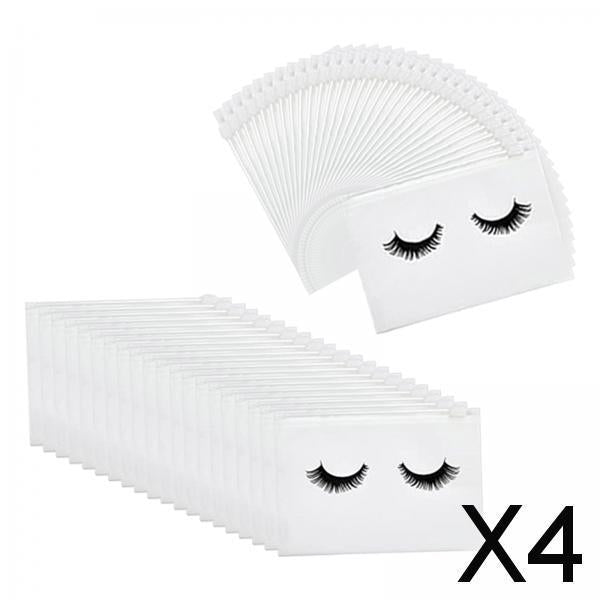 4x50 Count Lash Bags Eyelash Makeup Bags with Zipper Adorable 15x10cm White