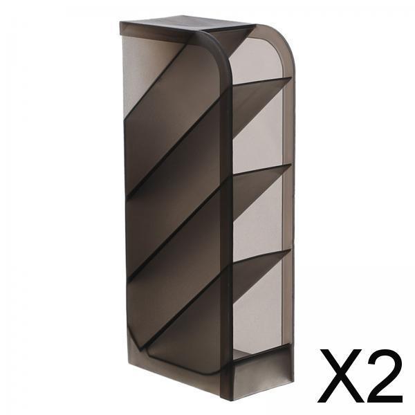 2xPencil Dispenser Desk Stationery Organizer 4 Layer for Home Office Organizer grey oblique