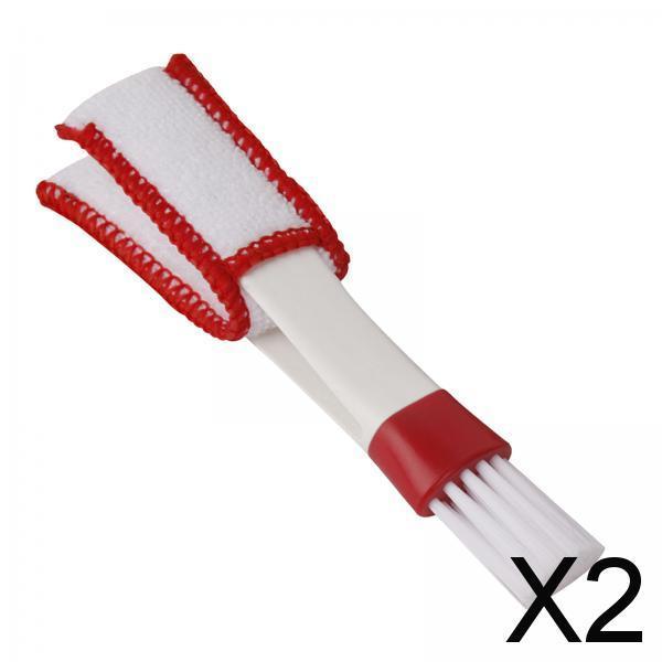 2xCar AC Vent Brush Window Blinds Dust Cleaner Duster Cleaning Brush Red White