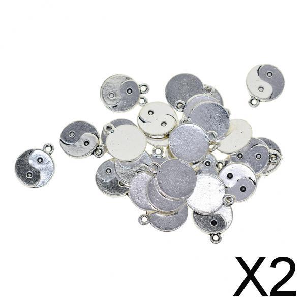 2x30pcs Tibetan Silver Yin Yang Tai Chi taiji zen Mini Dangle charms