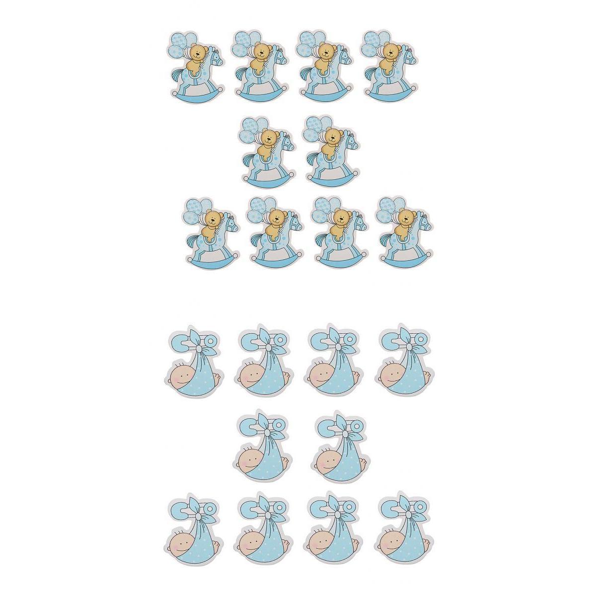 20pcs Wooden Baby Embellishments for Card Making Baby Shower Decor Blue