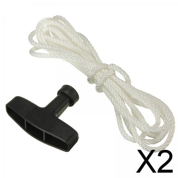 2xStarter Handle with Rope Mower Pull Cord Universal for Replacement Accessory 3m