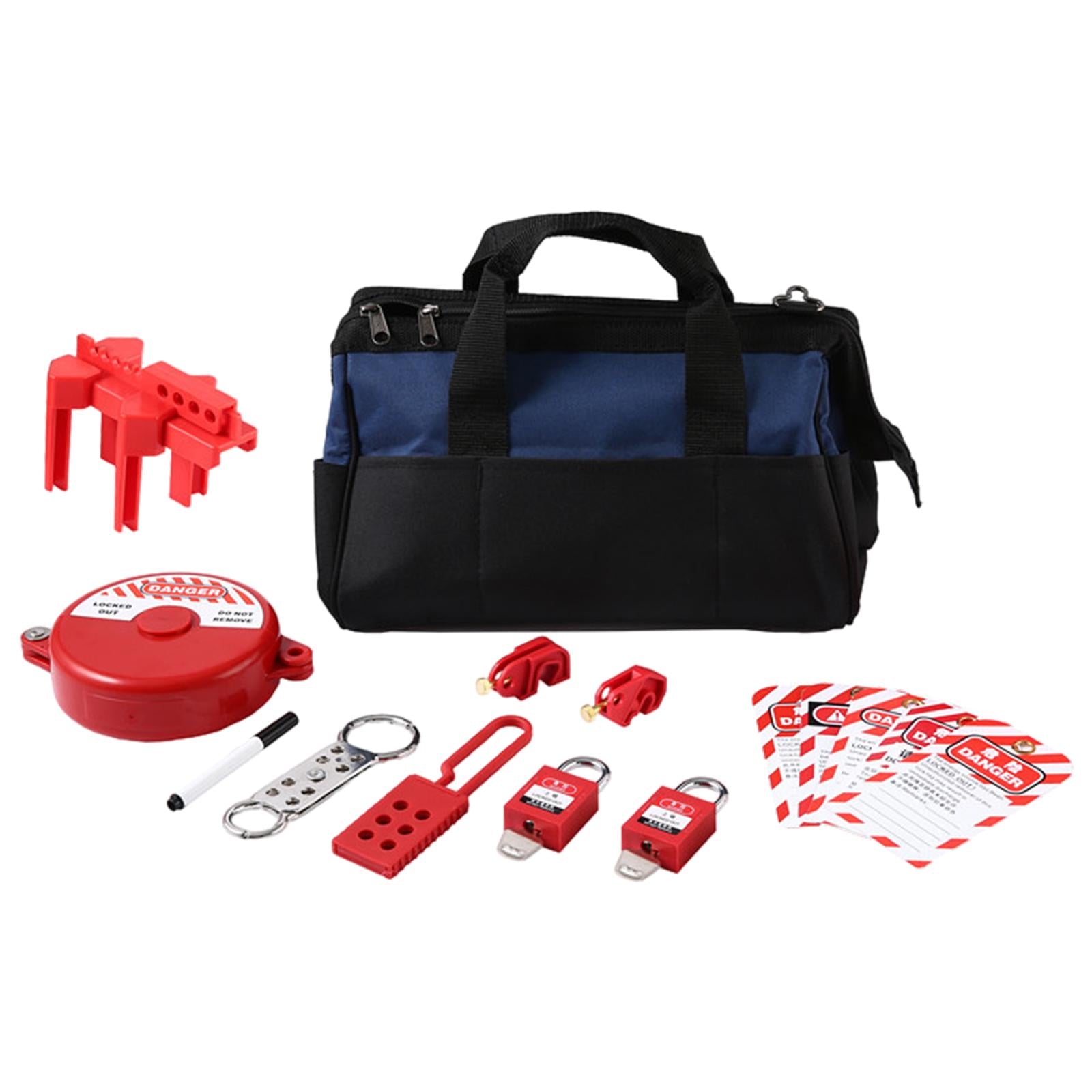 Lockout Tagout Kit Nylon Ties and Carrying Bag Tagout Tags Plug Lockout B