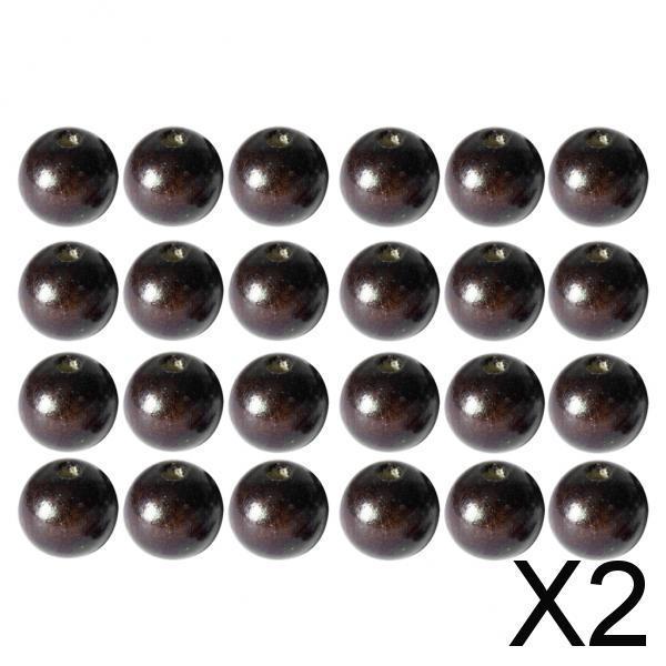 2x50Pcs Round Wooden Beads DIY Jewelry Necklace Craft Making 14mm Dark Coffee