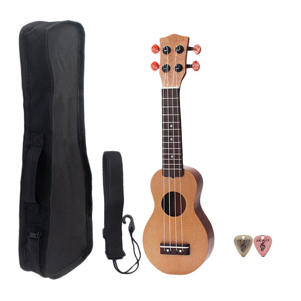 17inch Pocket Ukulele Travel Hawaii 4 Strings Guitar+Metal Guitar Picks