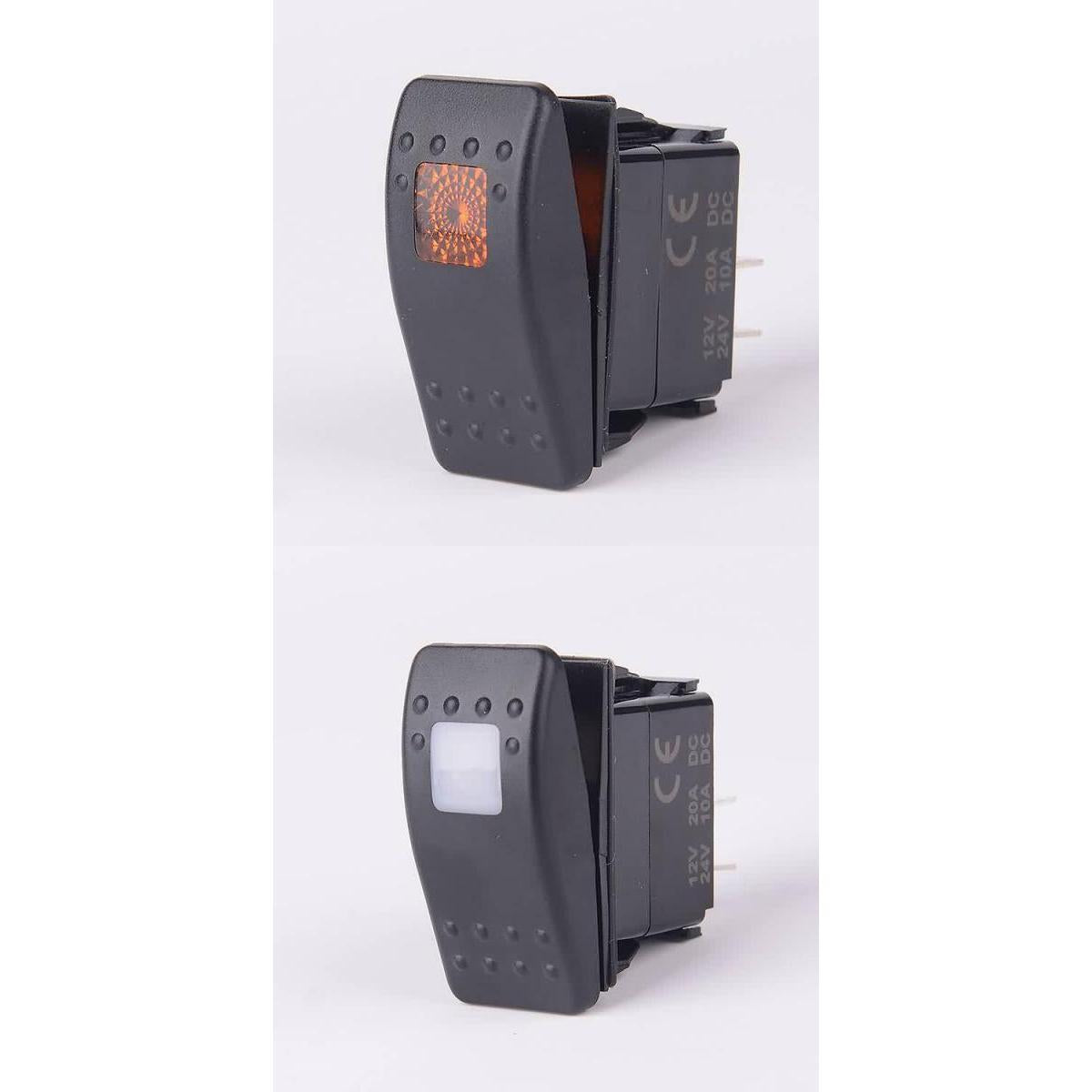 10 Pieces Car Boat 12V 20A Bar Rocker Toggle Switch for White &Orange Light
