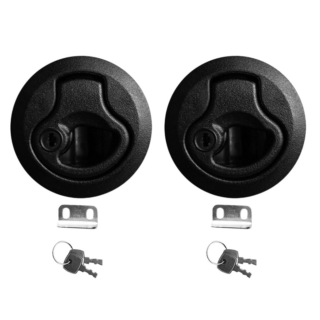 Black 2 Flush Pull Slam Latch for Marine Boat Hatch 1/4" Door Lock 2 Pcs "