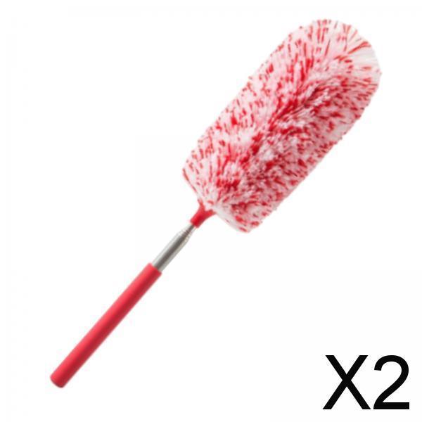 2xExtendable Microfiber Dusters Sturdy Washable Dusters for Cleaning Cobweb TV Red White