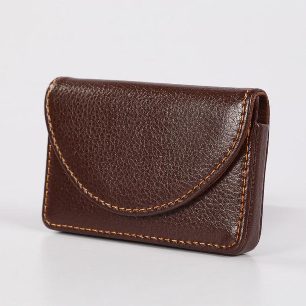 Portable PU Leather Business Cards Holder Name Card Storage Cardcase Coffee