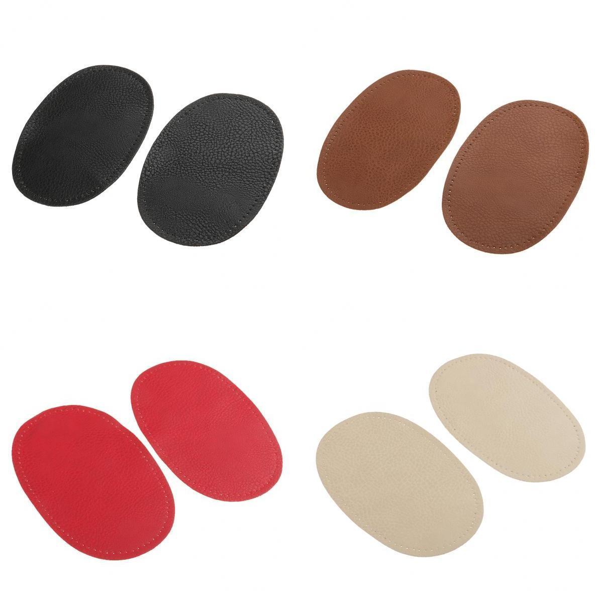 4 Pairs Assorted Leather Oval Sew on Elbow Knee Patches 14x9cm