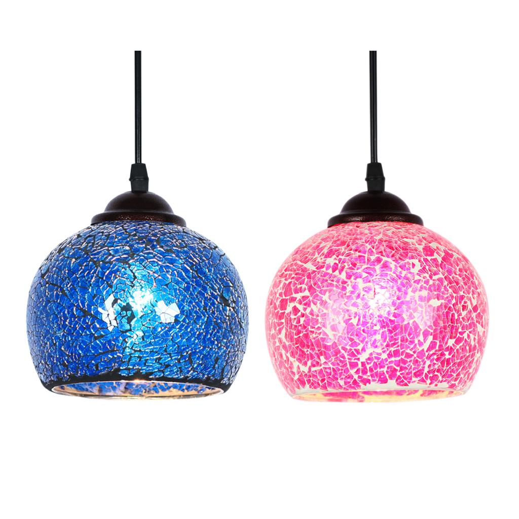 2 Pieces Vintage Hanging Lamp Mosaic Design Pendant Ceiling Lampshade