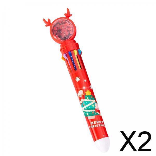 2x10 Colors Ballpoint Pen Retractable Ballpoint Pen 10 in 1 for Gift Children Elk