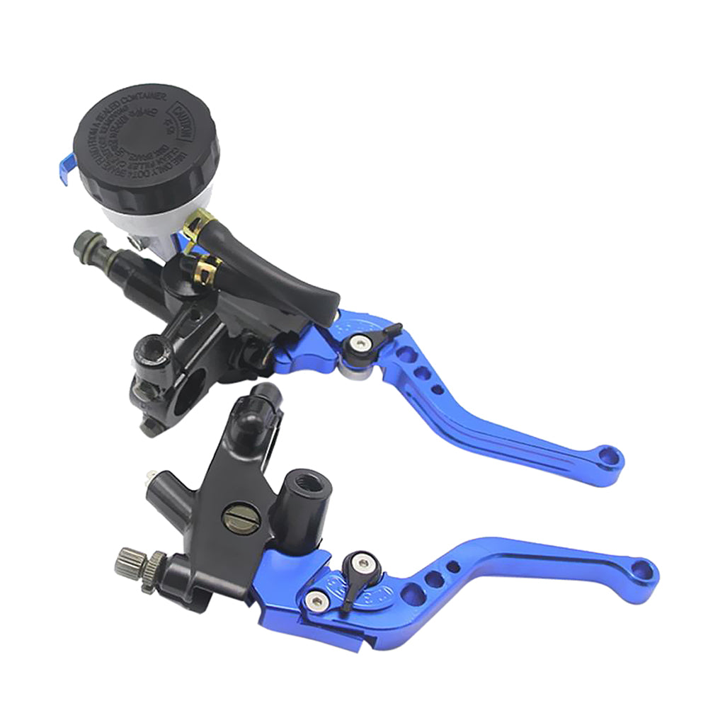 CNC 22mm Brake Clutch Levers Master Cylinder Reservoir Set for Yamaha Blue