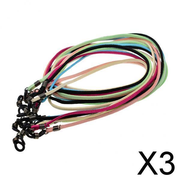 3x6 Pieces Leather Suede Securely Neck Cord Eyeglass Holder Retainer