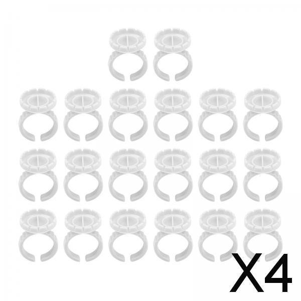 4x100x Glue Rings Lash Glue Cups for Tattoo Volume Lash Makeup White