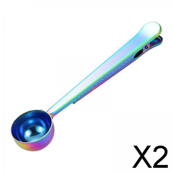 2xStainless Steel Coffee Scoop Clip Long Handle for Ground Coffee, Tea Spices