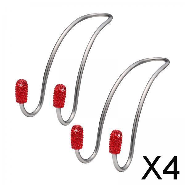 4x2Pcs Car Head Rest Hanger Hooks Grocery Purse Bags Organizer Red