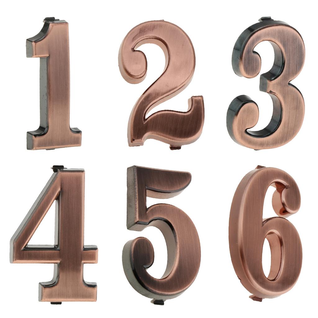 6x ABS Plastic House Door Number Sign Plaque DIY Digit Number 0 to 9 Number