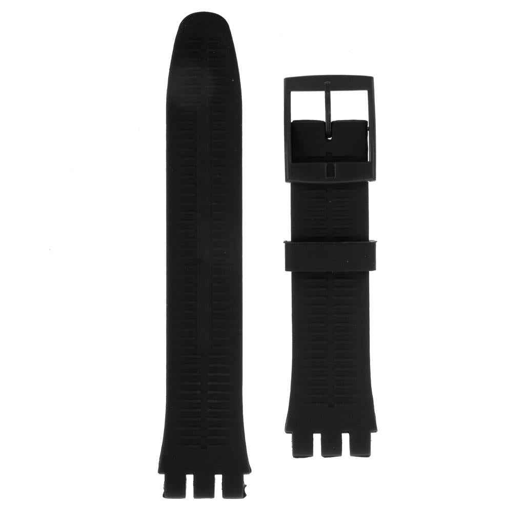 19mm Silicone Rubber Replacement Watch Bands Waterproof Black