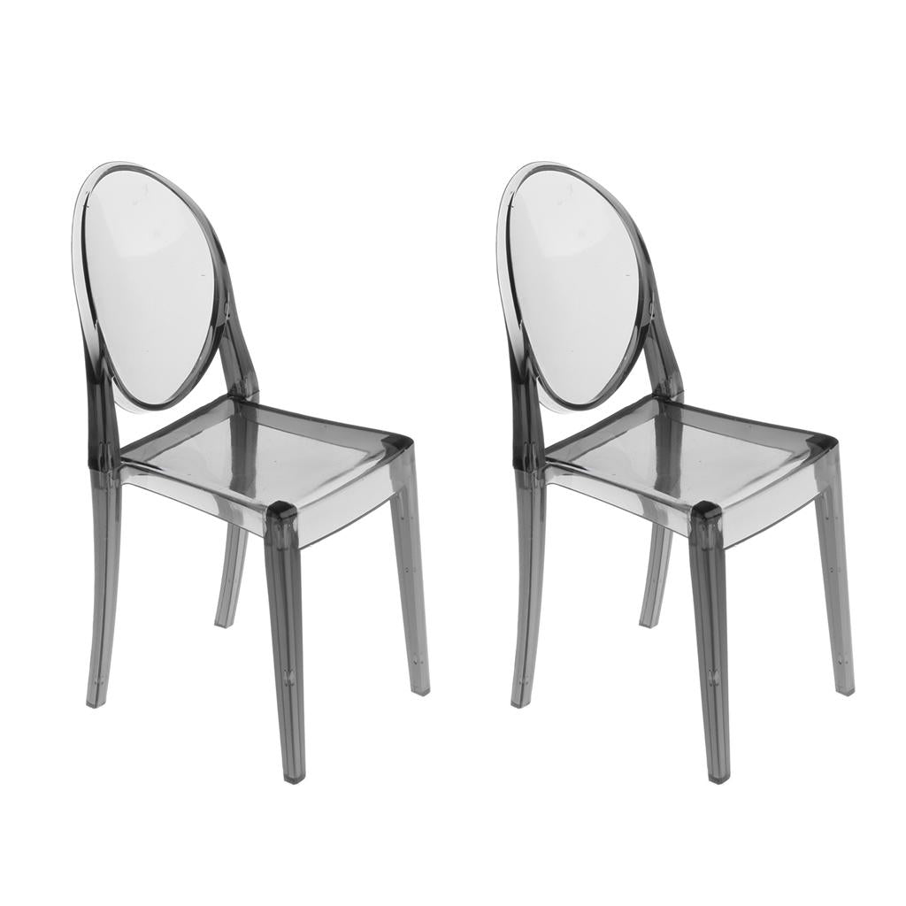 2 Pieces 1/6 Plastic Dining Chair Furniture for Girl Doll Gray Chair