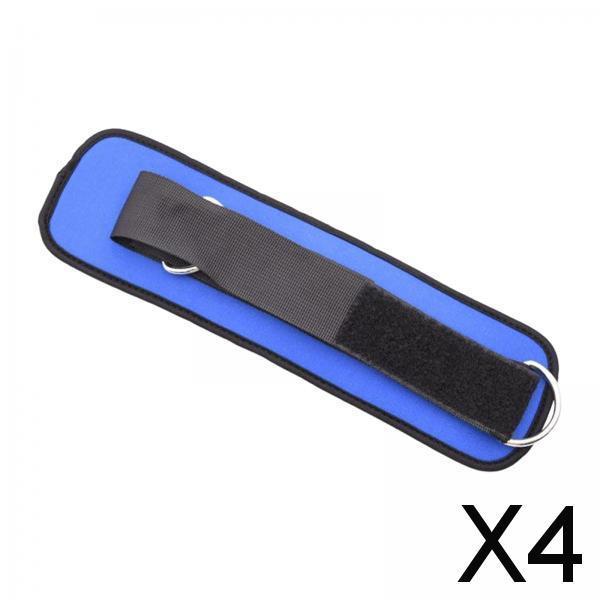 4xAnkle Strap Adjustable Workout Lower Body Exercises Ankle Cuff for Kickbacks Dual Rings Blue