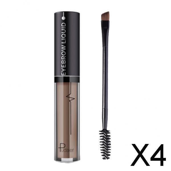 4xLong Lasting Smudge-Proof Tinted Liquid Eyebrow Defining Gel w/ Brush 4.5ml Brown