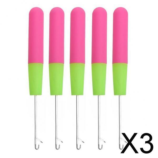 3x5 Packs 6in Latch Hook Crochet Needle for Braids Hair Extension Weave Pink