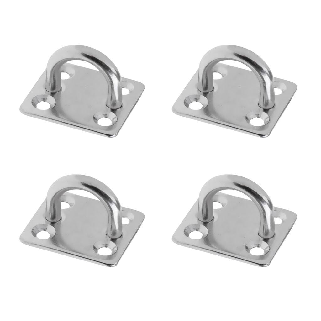 4pcs Heavy Duty 304 Stainless Steel Square Pad Eye Plate Shade Sailboat 5mm