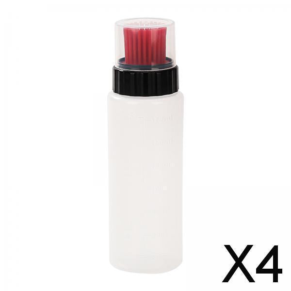 4xOil Dispenser Container with Brush Squeeze Bottles for Frying Kitchen Baking Red 175ml
