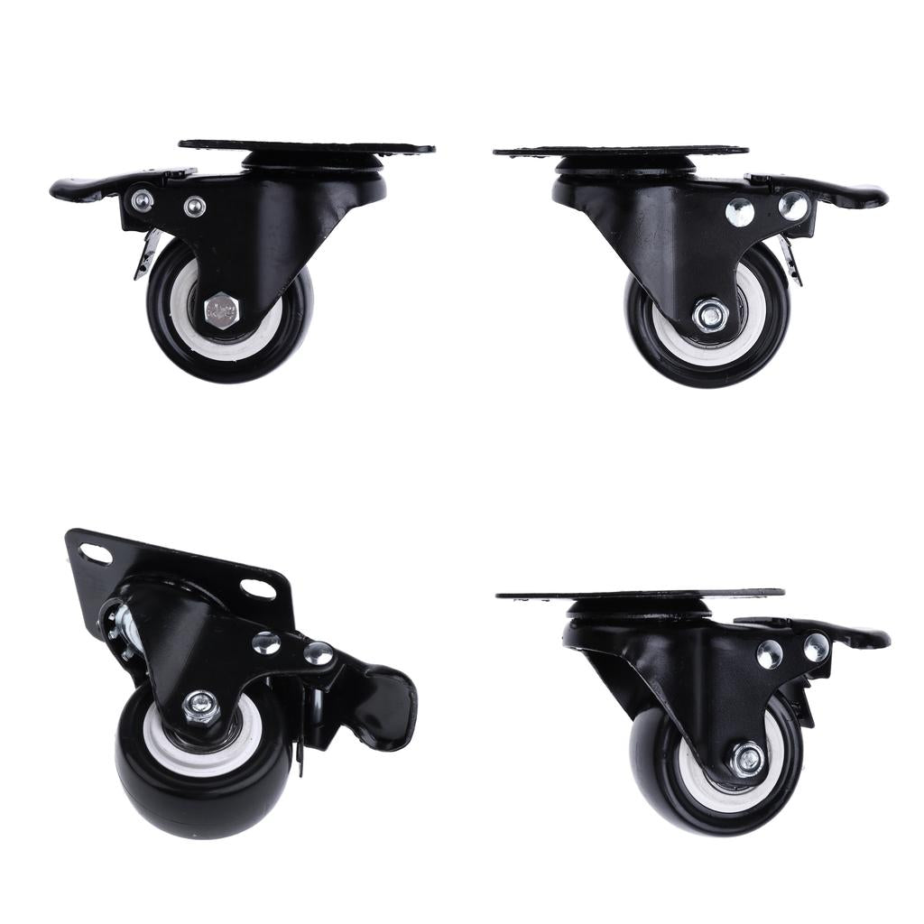 4 Pcs 2'' Swivel Caster PU Wheels with Brake Lock Universal Replacement