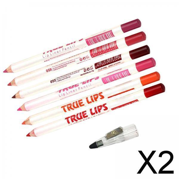 2x6 Pieces Lip Liner Pencil Smooth Application Water Resistant for Girls Style B