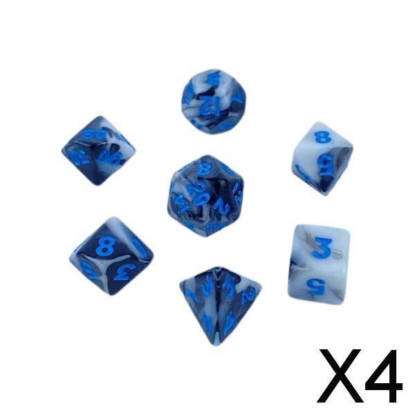 4x7 Pieces Portable Polyhedron Dices Set Multicolour Dices Set for Board Game Blue
