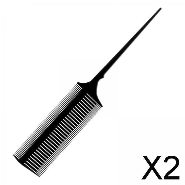 2xHair Highlighting 2-Sided Weaving Dyeing Parting Comb Plastic Pintail black