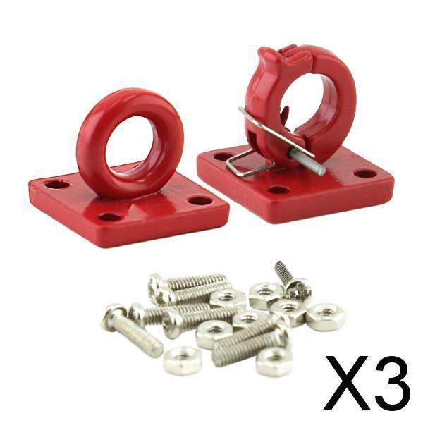 3x2x 1/10 RC Crawler Trailer Towing Buckle Accessories Universal Red Tow Hooks