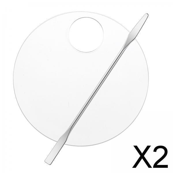 2xAcrylic Makeup Mixing Palette Color Mixing Blending painting Paint Round W/ Mixing Rod