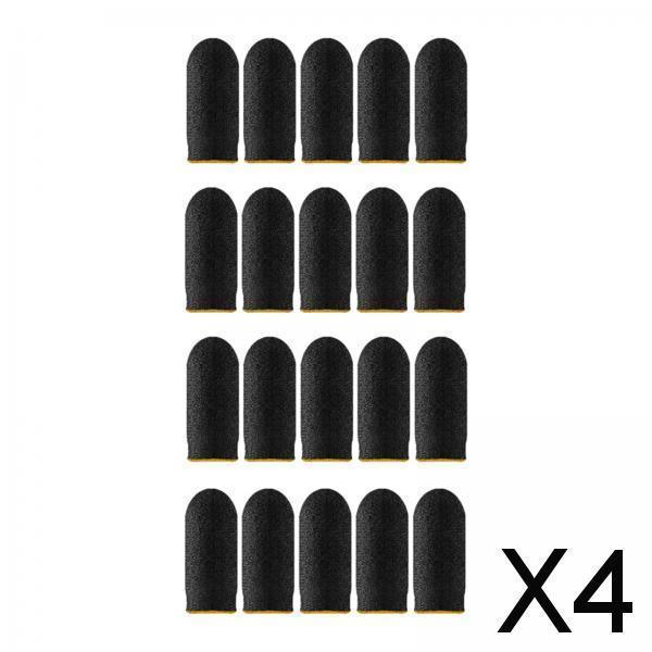 4x20 Pieces Gaming Finger Sleeves Anti Sweat Breathable Cover for Mobile Game Yellow